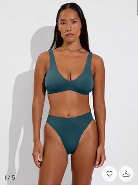 Left On Friday | Plunge Top D+ in Deep End (Teal) Bikini Swim Top - Size XS